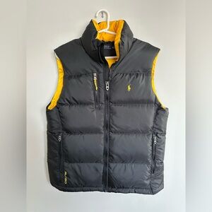 Polo Ralph Lauren Black and Yellow Down Puffer Vest, size M